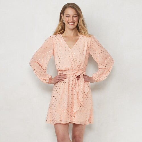 LC Lauren Conrad Balloon Sleeve Wrap Dress