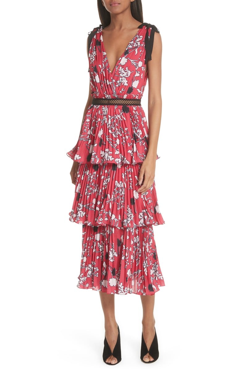 Self-Portrait Pleated Tier Midi Dress