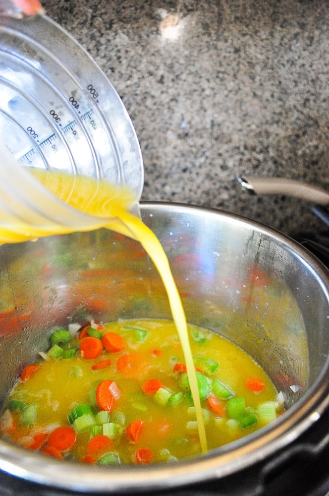 Add the Rest of the Instant Pot Chicken Noodle Soup Ingredients