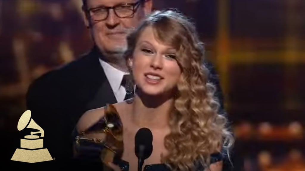 Taylor Swift accepting the GRAMMY for Album of the Year at the 52nd GRAMMY Awards | GRAMMYs