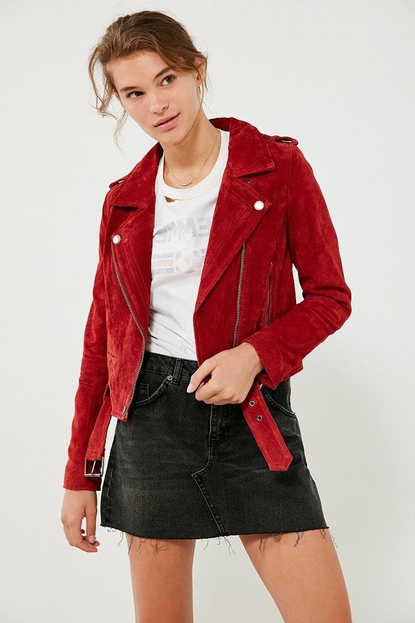 Blank NYC Red My Mind Suede Moto Jacket | Urban Outfitters Fall ...