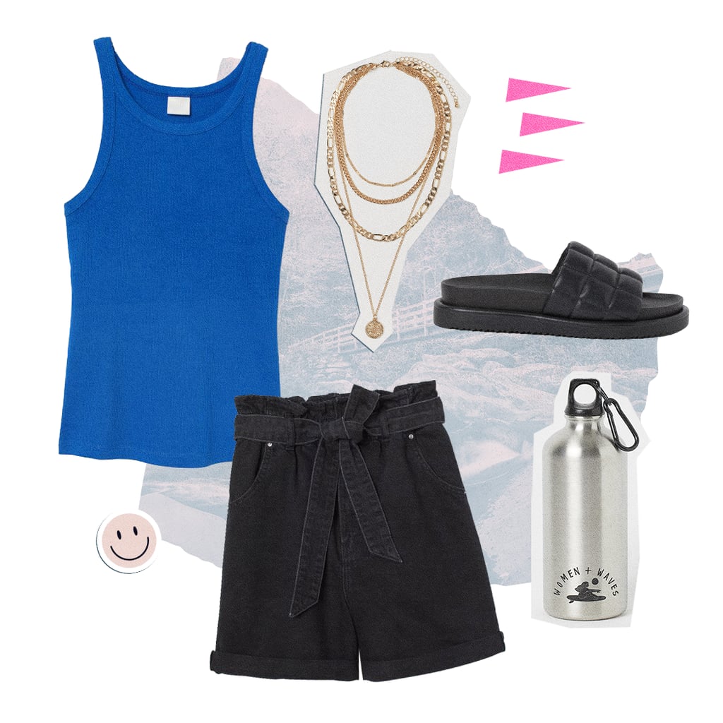 Ribbed Tank + Paper-Bag Shorts