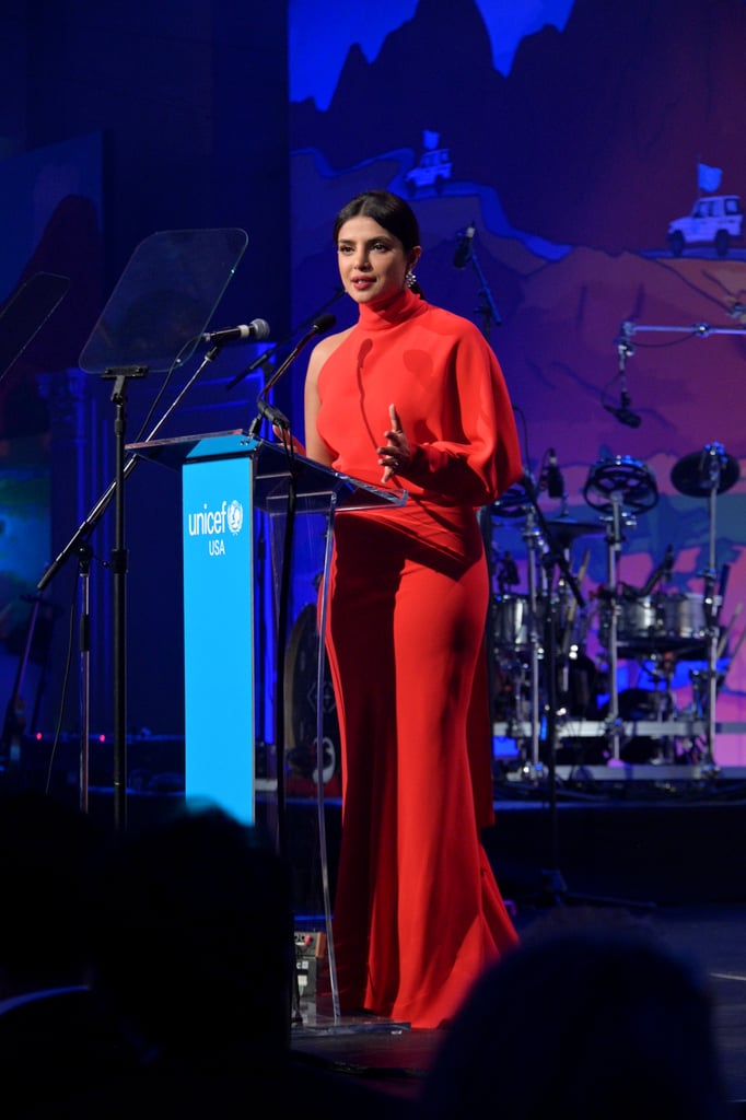 Priyanka Chopra's Red Salvatore Ferragamo One Shoulder Dress