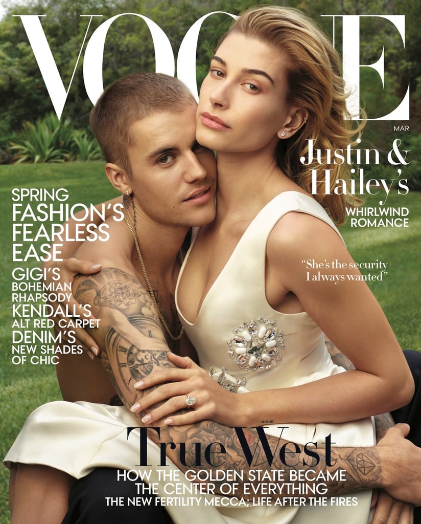 Hailey Baldwin and Justin Bieber in Vogue March 2019