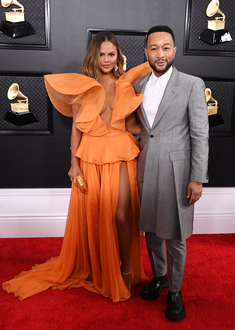 Grammys 2020: Chrissy Teigen Debuts Monochromatic Orange Makeup