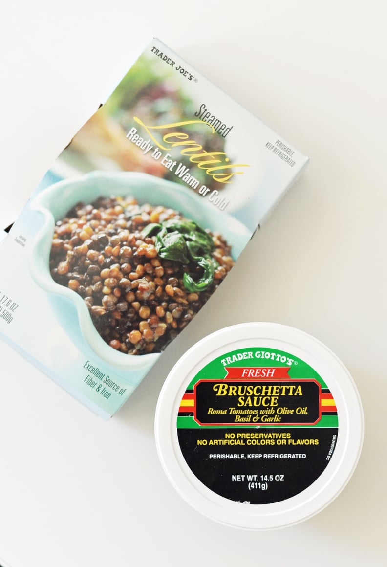 Trader Joe's Steamed Lentils + Trader Giotto's Fresh Bruschetta Sauce