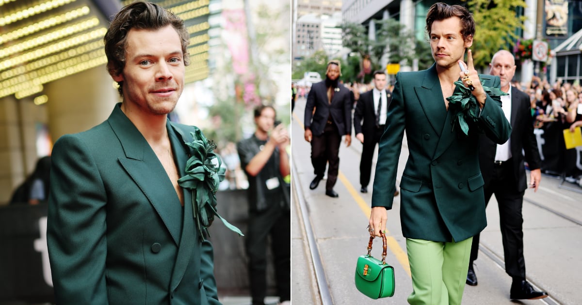 Harry Styles Green Gucci Handbag at Toronto Film Festival