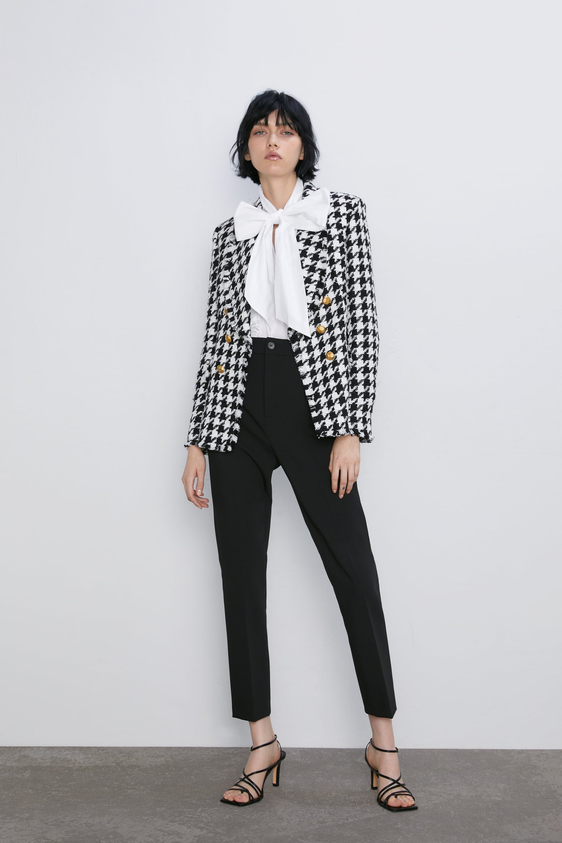 zara houndstooth blazer