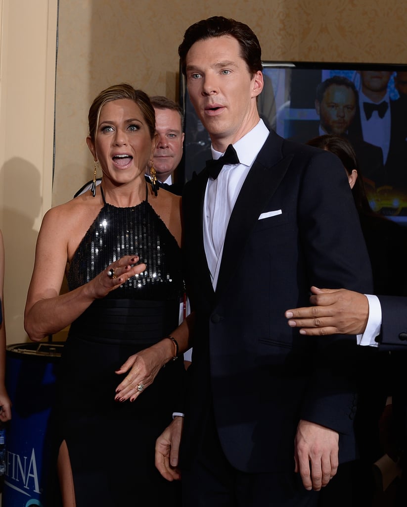 Jennifer Aniston and Benedict Cumberbatch headed into the press room together.