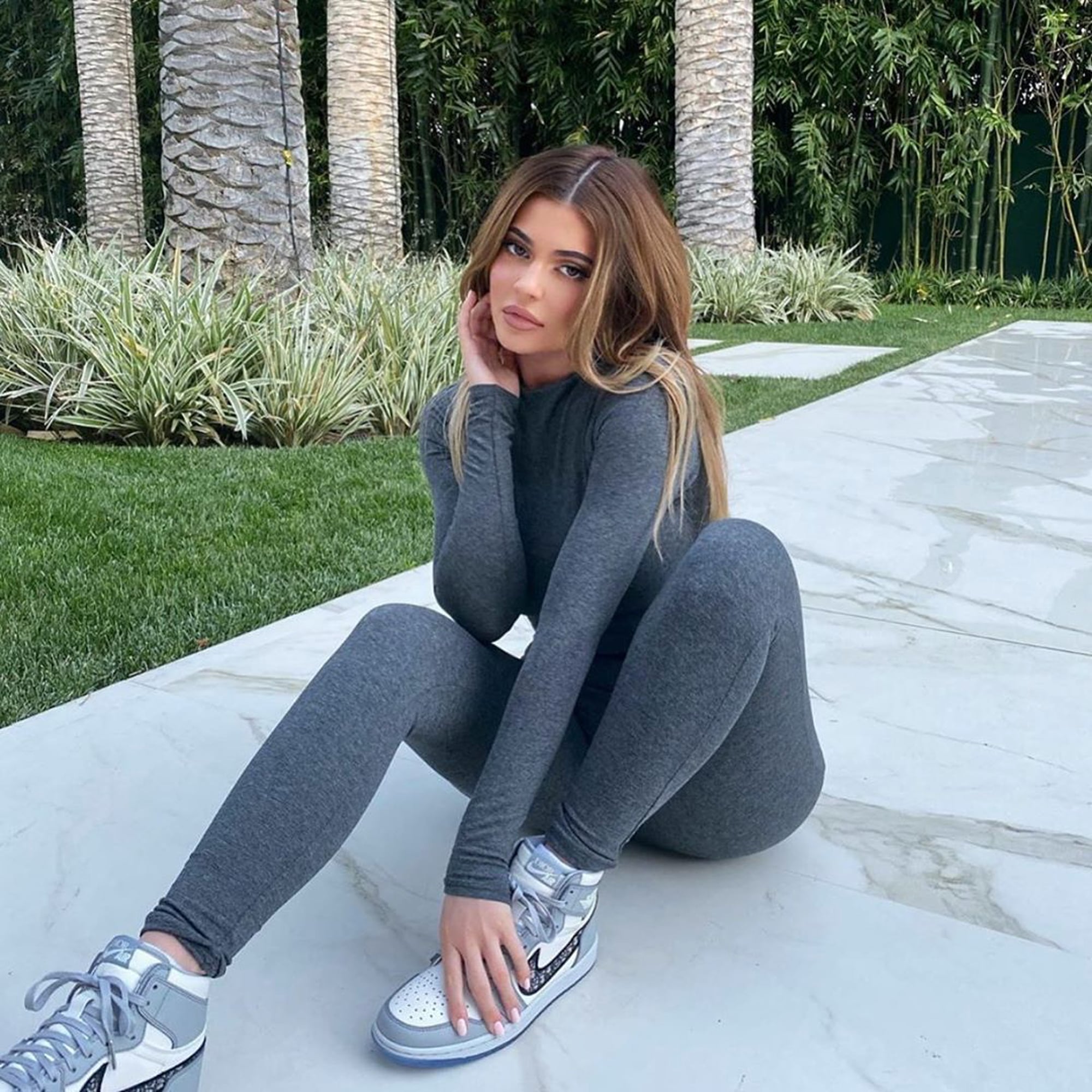 Kylie Jenner: Red Bodysuit and Leggings