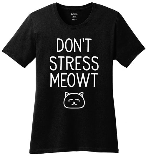 "Don't Stress Meowt" Crewneck Tee