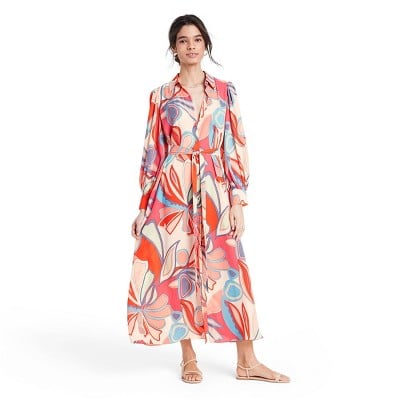 Alexis For Target Mixed Floral Long Sleeve Robe Dress