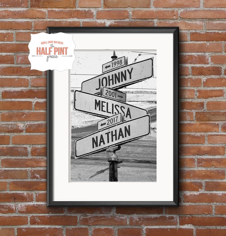 A Customized Print: Custom Intersection Street Sign With Names and Dates