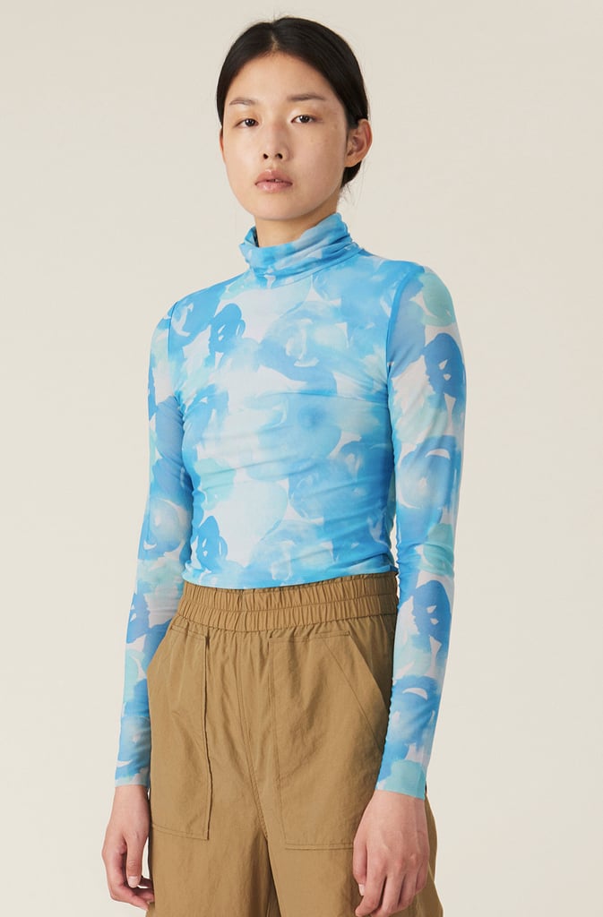 Ganni Printed Mesh Rollneck