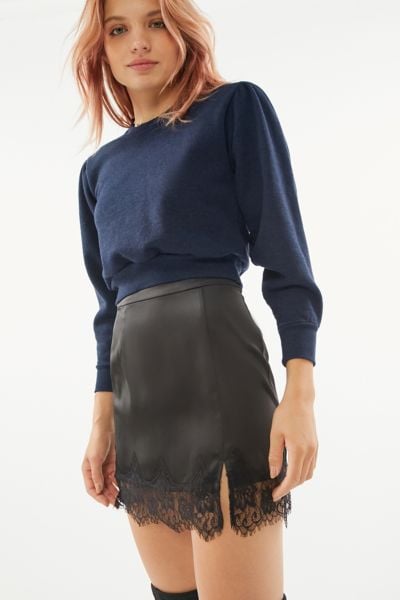 UO Amber Lace Trim Mini Slip Skirt