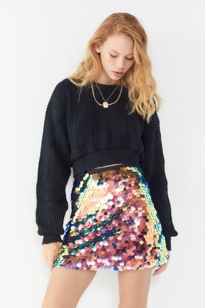 Motel Wyne Sequin Mini Skirt