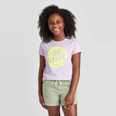 Cat & Jack Short-Sleeve "Choose Happy" Graphic T-Shirt