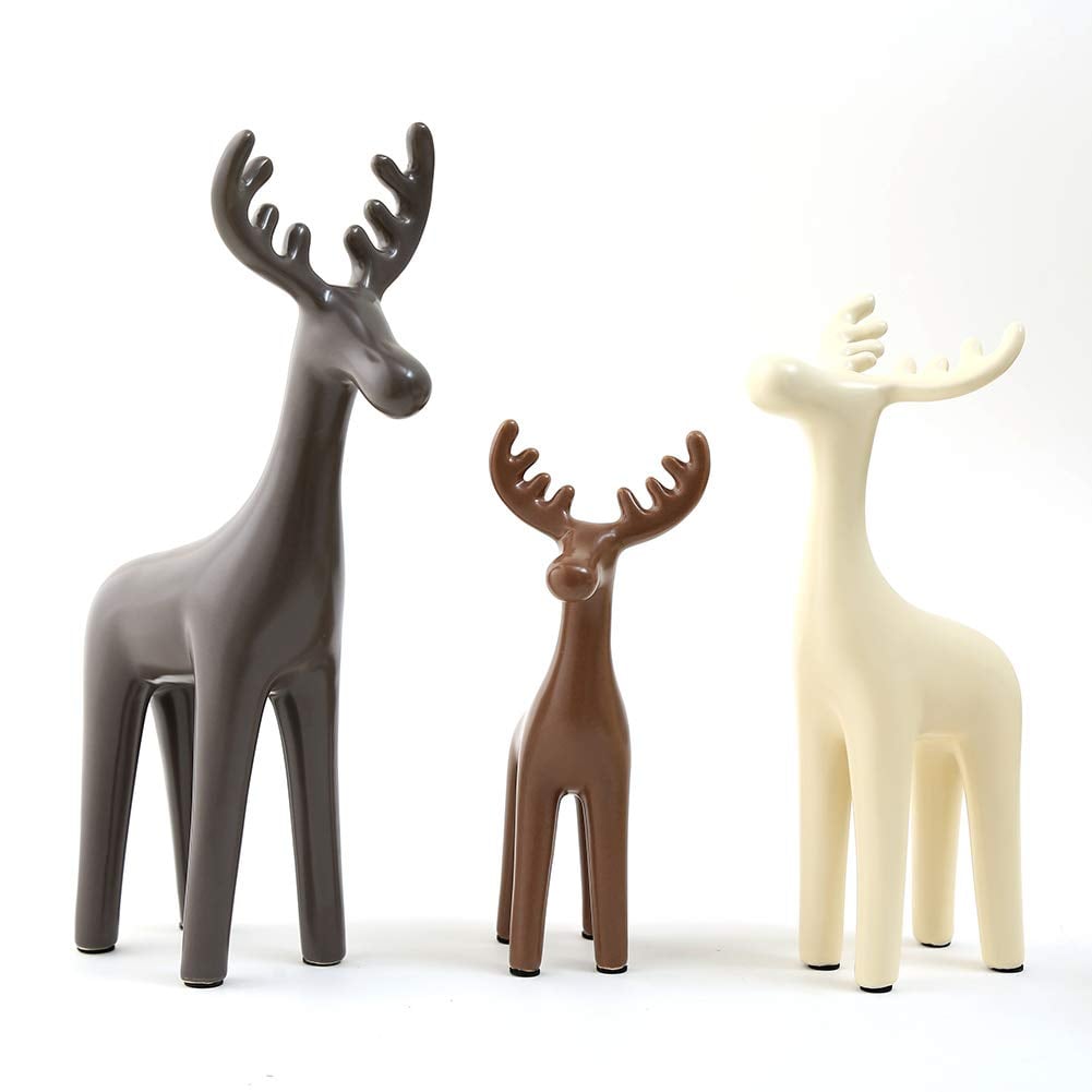 Anding 3 Sets of Ceramic Deer Ornaments