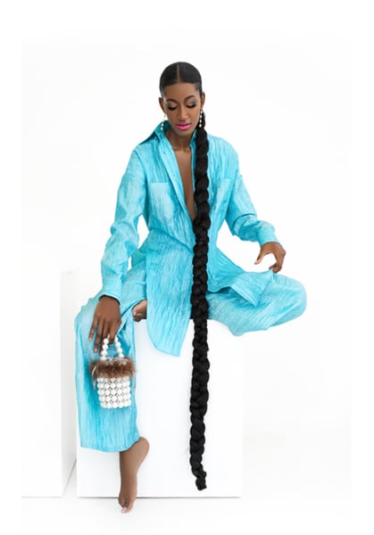 IZAYLA Tie-Front Jumpsuit in Aqua Blue