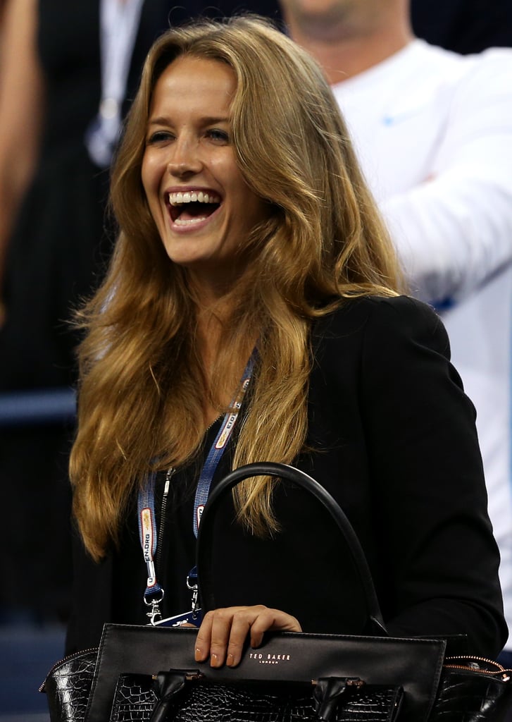 Kim Sears watched her boyfriend, Andy Murray, take on his men's singles first round match at the US Open.
Kim Sears watched her boyfriend, Andy Murray, take on his men's singles first round match at the US Open.