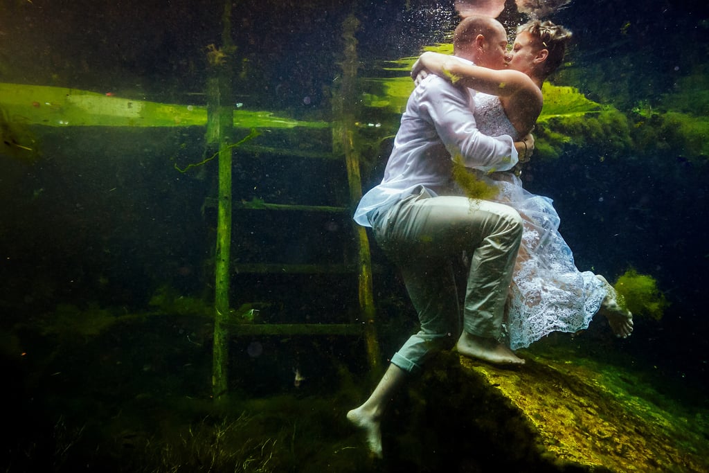Underwater Trash-the-Wedding-Dress Shoot