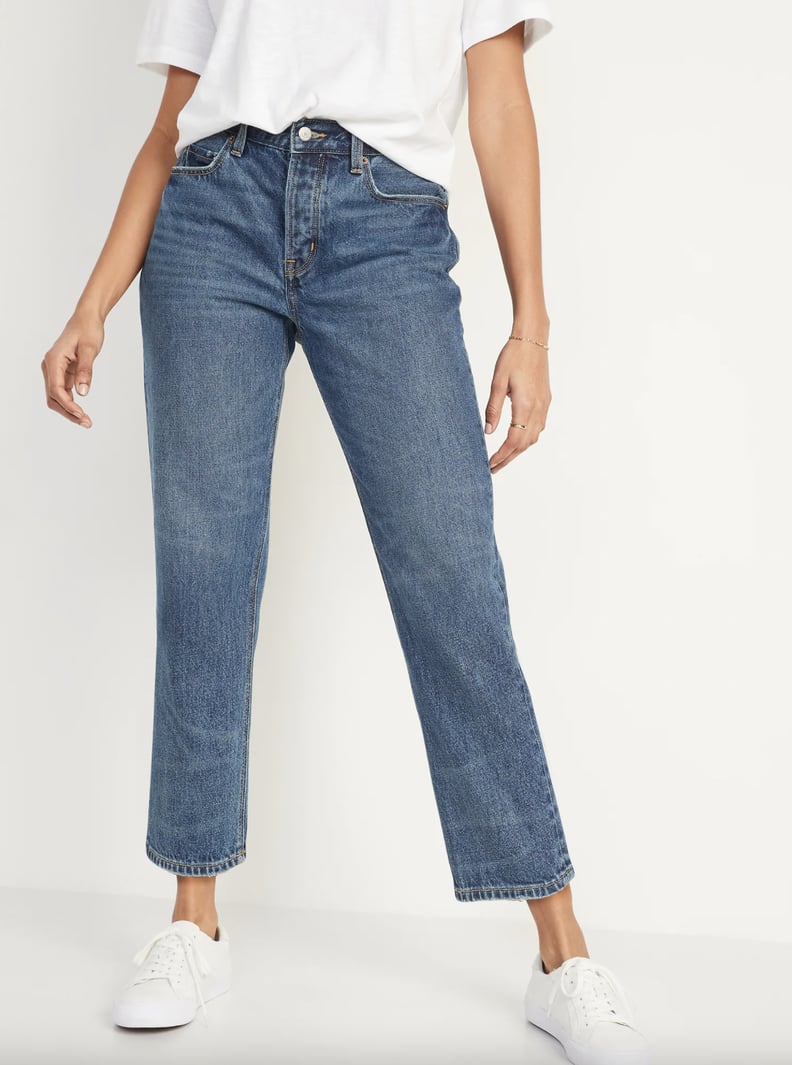 Old Navy High-Waisted Button-Front Slouchy Cropped Non-Stretch Jeans