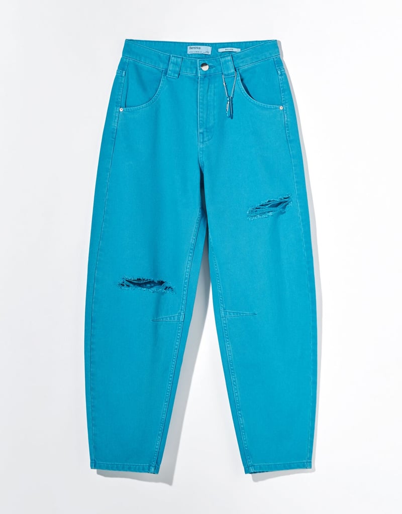 Bershka Twill Balloon Trousers with Rips