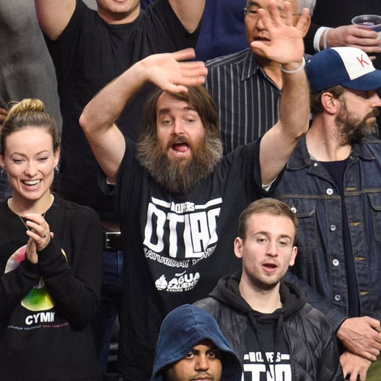 Olivia Wilde, Jason Sudeikis, and Will Forte Clippers Game
