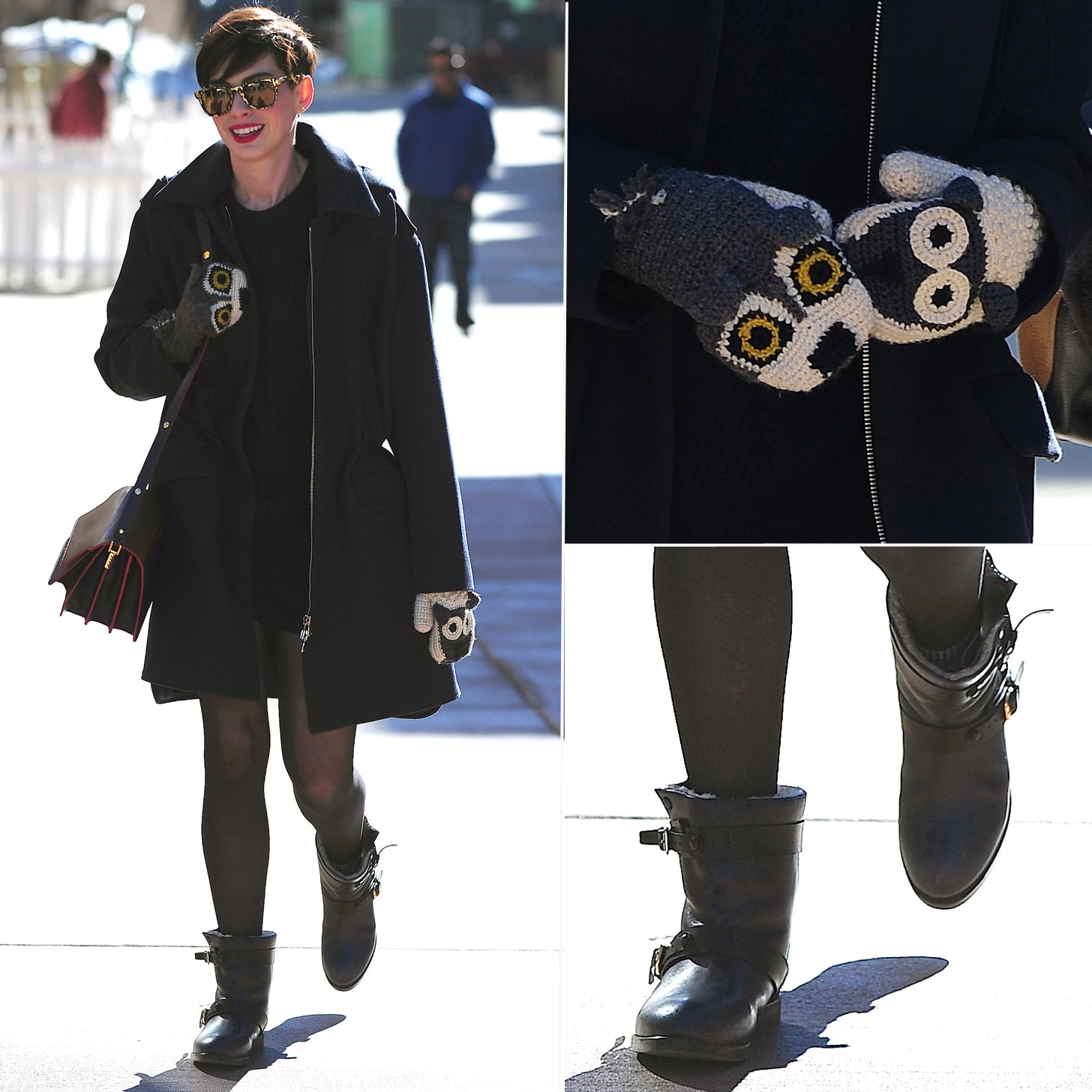 Anne Hathaway Animal Mittens at Sundance 2014 POPSUGAR Fashion