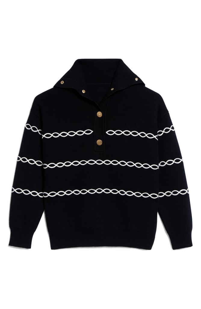 Sandro Stripe Shawl Collar Sweater