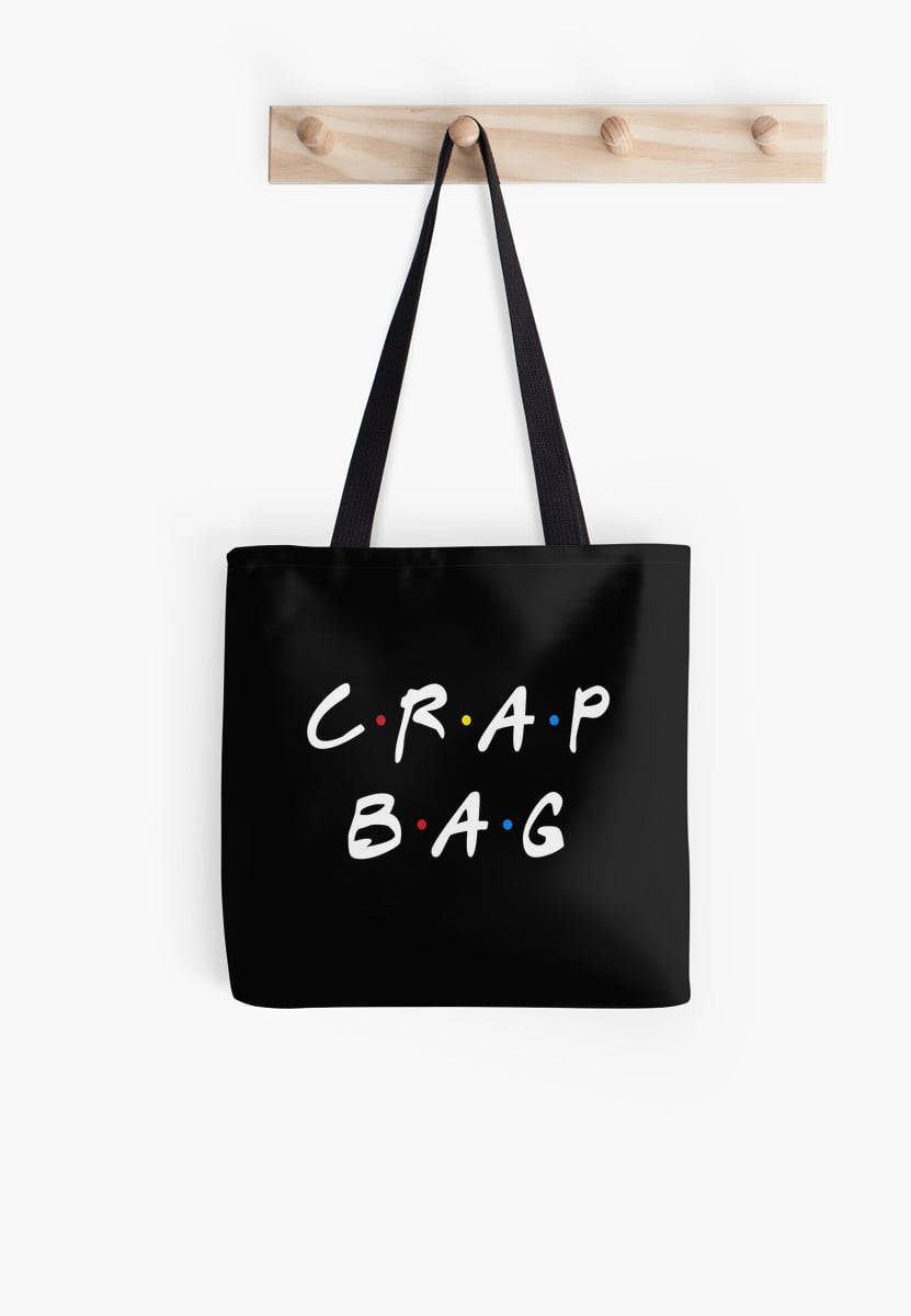Crap Bag FRIENDS TV SHOW Themed SetReusable Black Shopping Tote & Pencil Case 