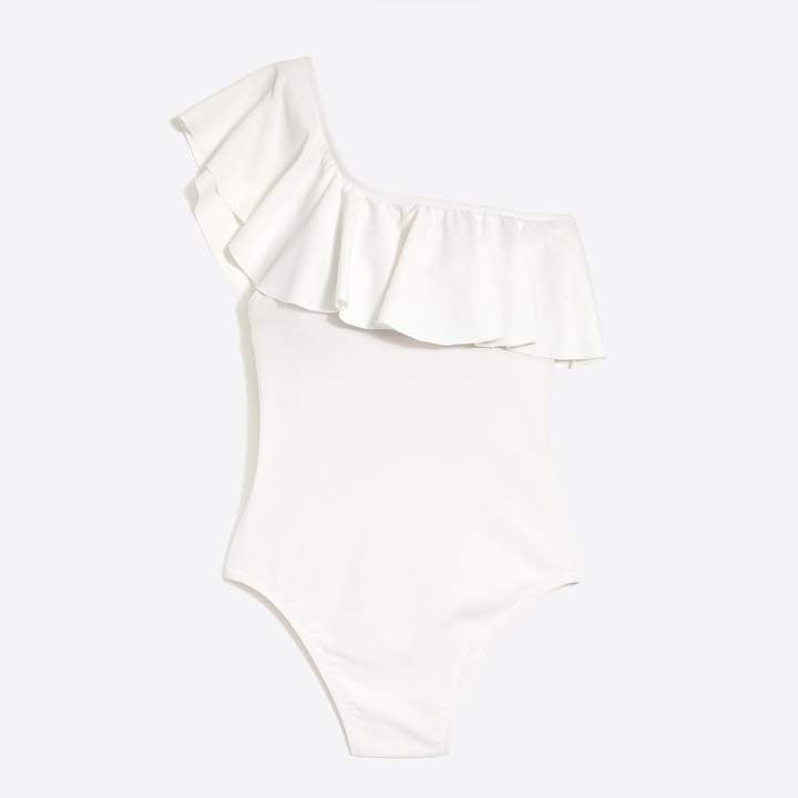 J.Crew Factory Ruffle One-Shoulder One-Piece Swimsuit