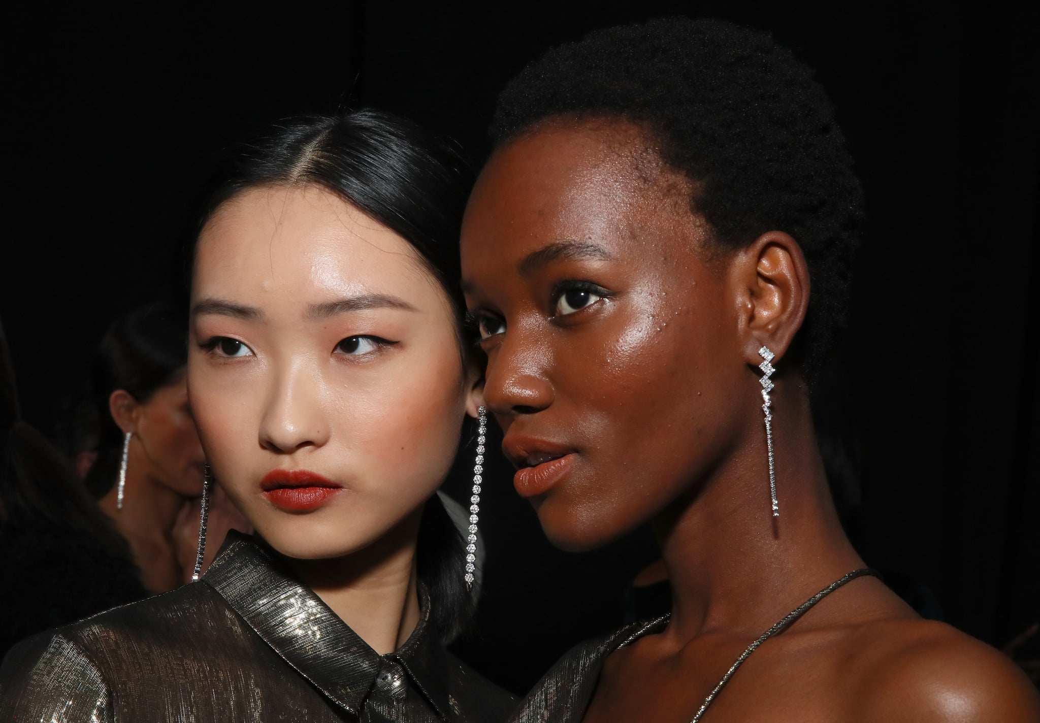 NEW YORK, NY - FEBRUARY 08:  Models pose backstage for TRESemme at the Cushnie show during NY Fashion Week on February 8, 2019 in New York City.  (Photo by Astrid Stawiarz/Getty Images for TRESemme)