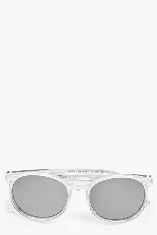 Boohoo Tia Thin Round Clear Frame Revo Sunglasses ($8)