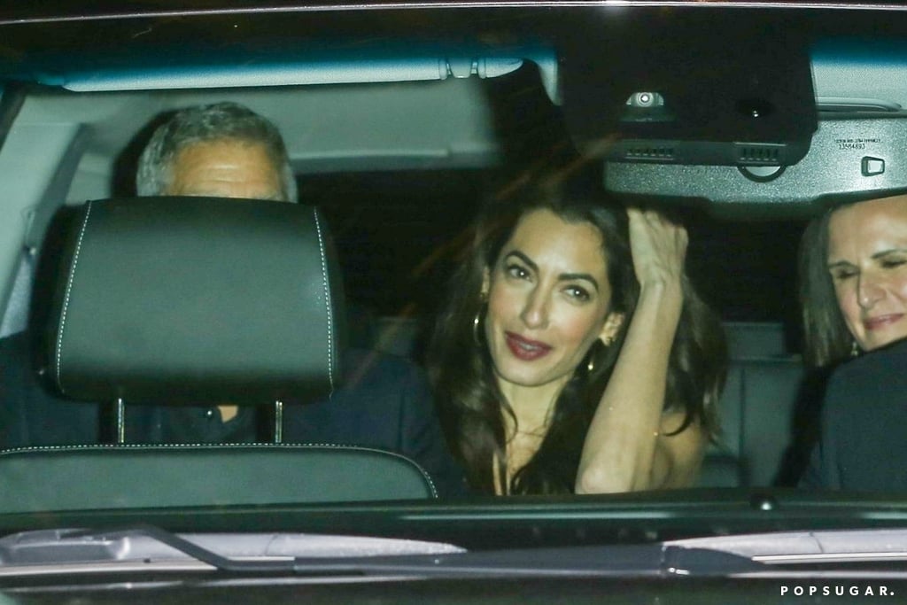Amal Clooney Red Slip Dress at Jennifer Aniston's Party 2019