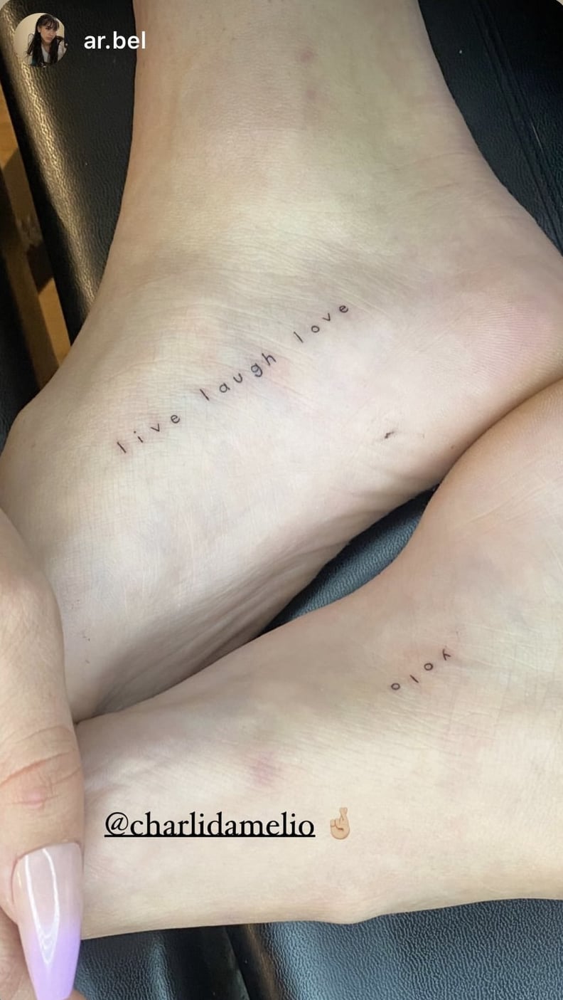 Charli D'Amelio's "Live Laugh Love" and "Yolo" Tattoo