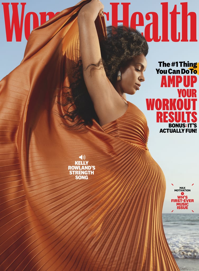 Kelly Rowland is expanding her family! In the November cover story for Women's Health, the 39-year-old singer shared that she and husband Tim Weatherspoon are expecting their second child. And to make the announcement even more special, Kelly revealed her growing baby belly in a series of stunning photos that feature her clad in an orange gown and two-piece ensembles with crop tops. 
The "Coffee" songstress opened up about how she and Tim were thinking about having another baby right before she got pregnant. "We had been talking about it loosely, and then COVID happened, and we were just like, 'Let's see what happens,'" she said. However, she was hesitant to publicly share the news amid the pandemic and social justice movement. "But you still want to remind people that life is important," she added. "And being able to have a child . . . I'm knocking at 40's door in February. Taking care of myself means a lot to me." 
Kelly — who is already a mother to 5-year-old son Titan — went on to tell Women's Health that she has some concerns raising two Black boys during a time of social unrest rooted in systemic racism. Recalling the overwhelming grief she felt after hearing about George Floyd and Breonna Taylor's killings she said, "I'd just put Titan to bed. I got into the shower, and I had this real hard, ugly, deep cry. Because I promised to protect my kid. That was the main thing I was thinking about: protecting this little innocence." Still, she's excited to welcome a new addition to the family and remains optimistic about the future. Look ahead to see her gorgeous pregnancy snaps from the cover shoot, then check out the full interview.