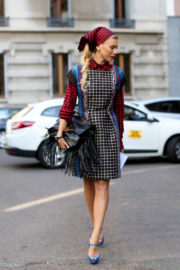 She stuck to a limited colour palette but didn't limit the statement-making prints or pieces happening in this look.
She stuck to a limited colour palette but didn't limit the statement-making prints or pieces happening in this look.