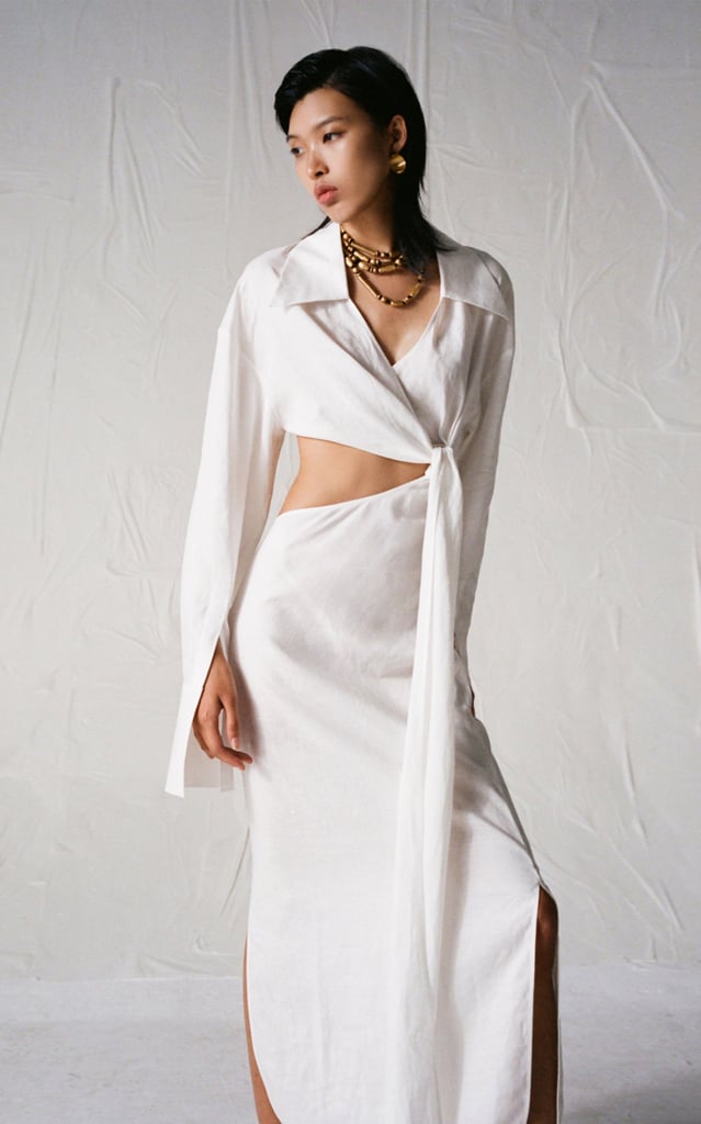 A Sleek White Dress: Subtle Studios Cutout Linen Shirt Dress