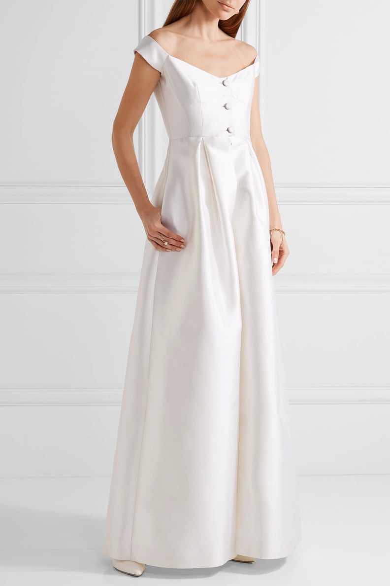 Gabriela Hearst Tituba Off-the-Shoulder Silk and Wool-Blend Faille Gown