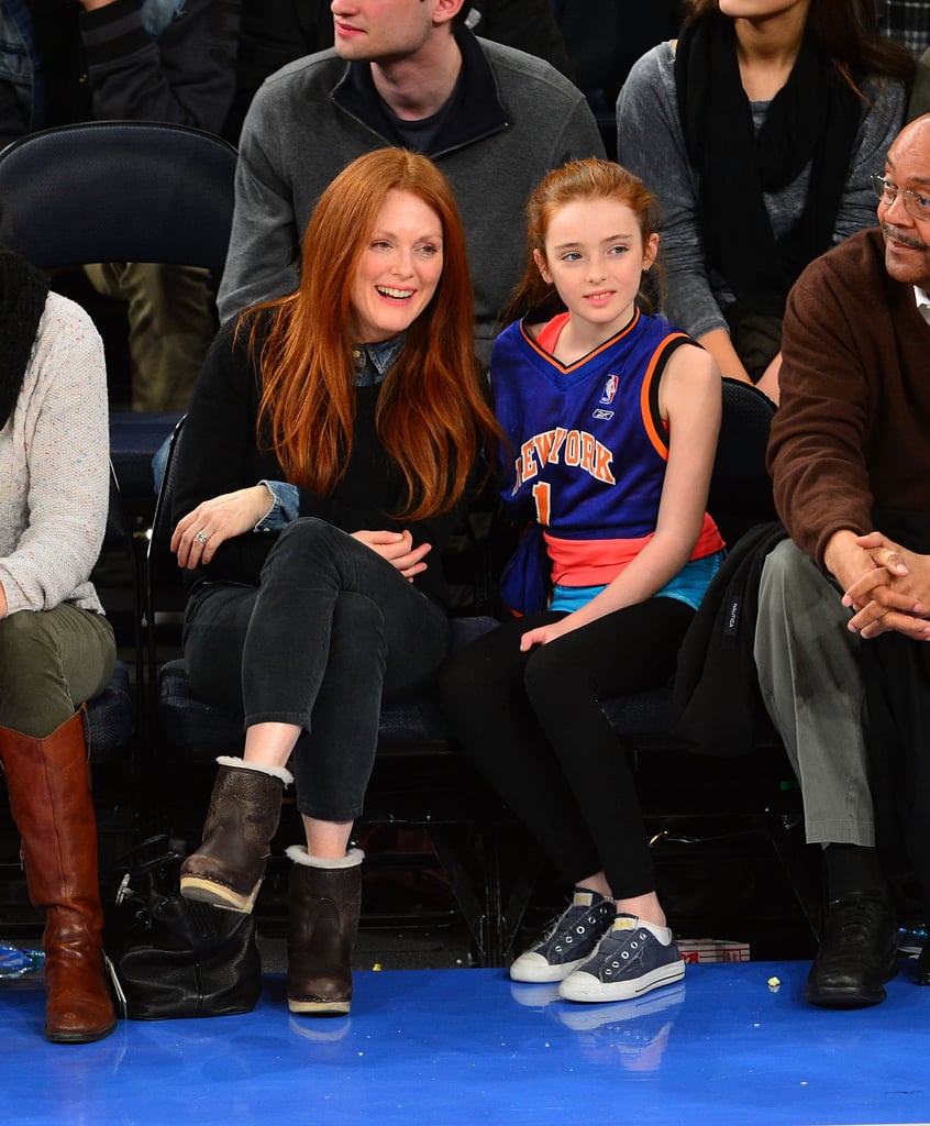 Julianne Moore took in a NY Knicks game with her adorable daughter, Liv Freundlich, in December 2012.