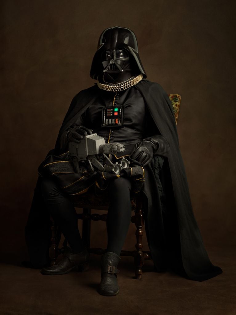 Darth Vader: "Portrait of an Officer in a Black Helmet and His Animal"