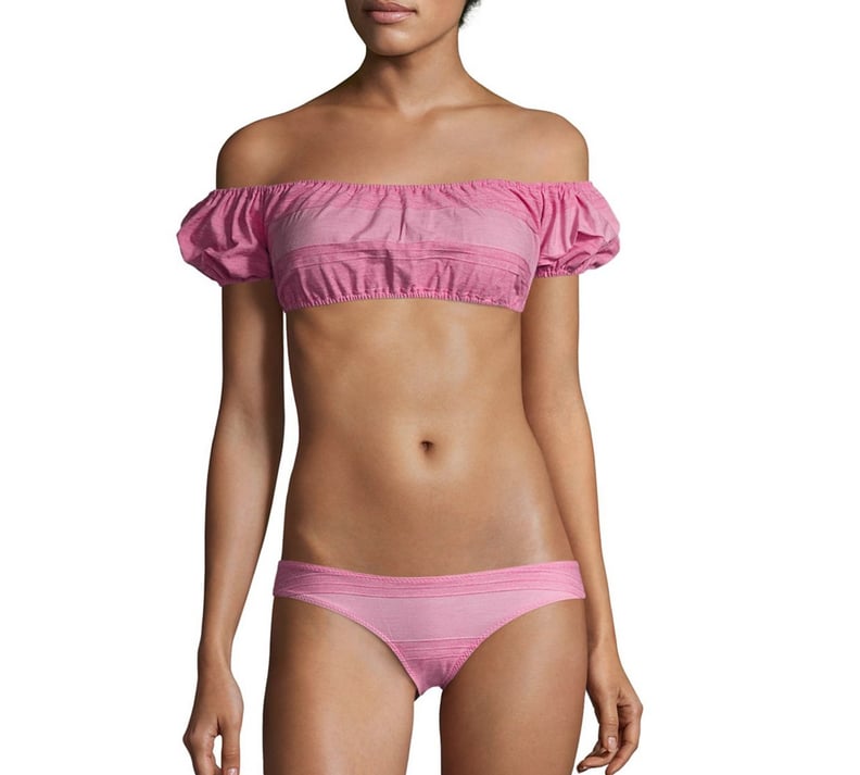 Lisa Marie Fernandez Leandra Striped Off-the-Shoulder Bikini Set