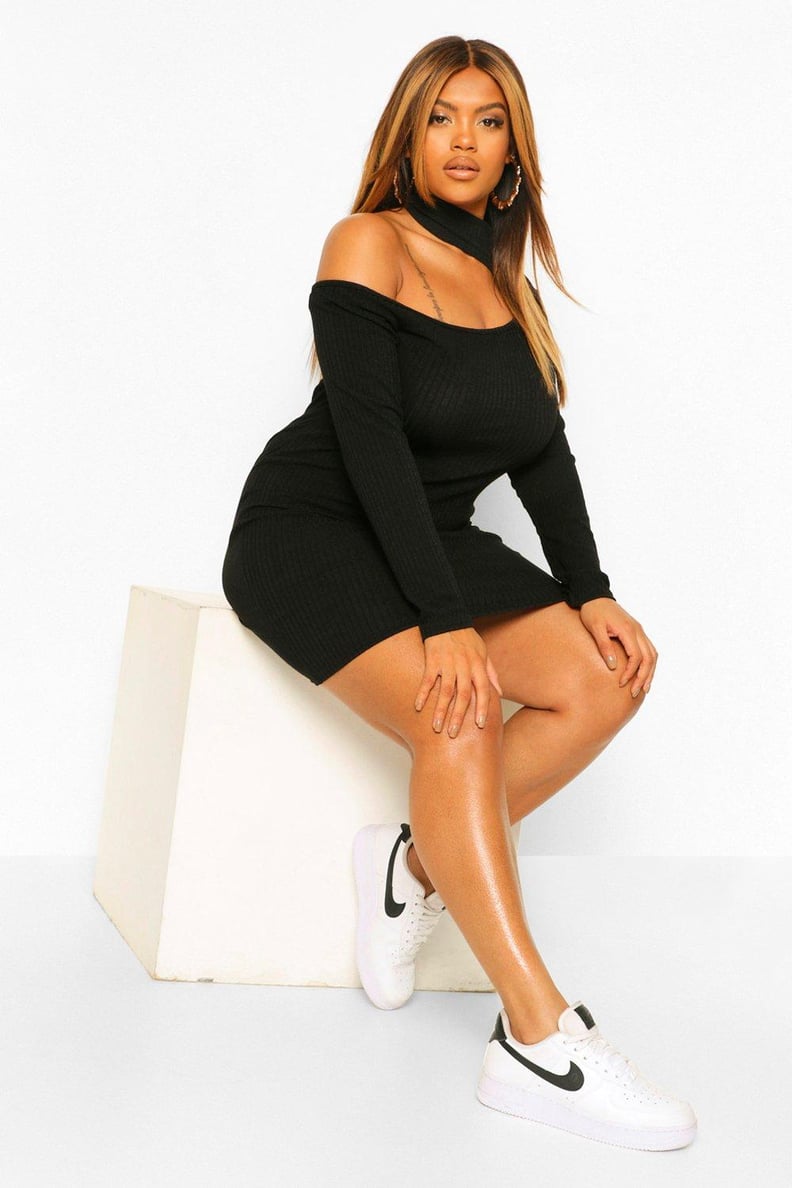 Boohoo Soft Rib Cut Out Jumper Dress