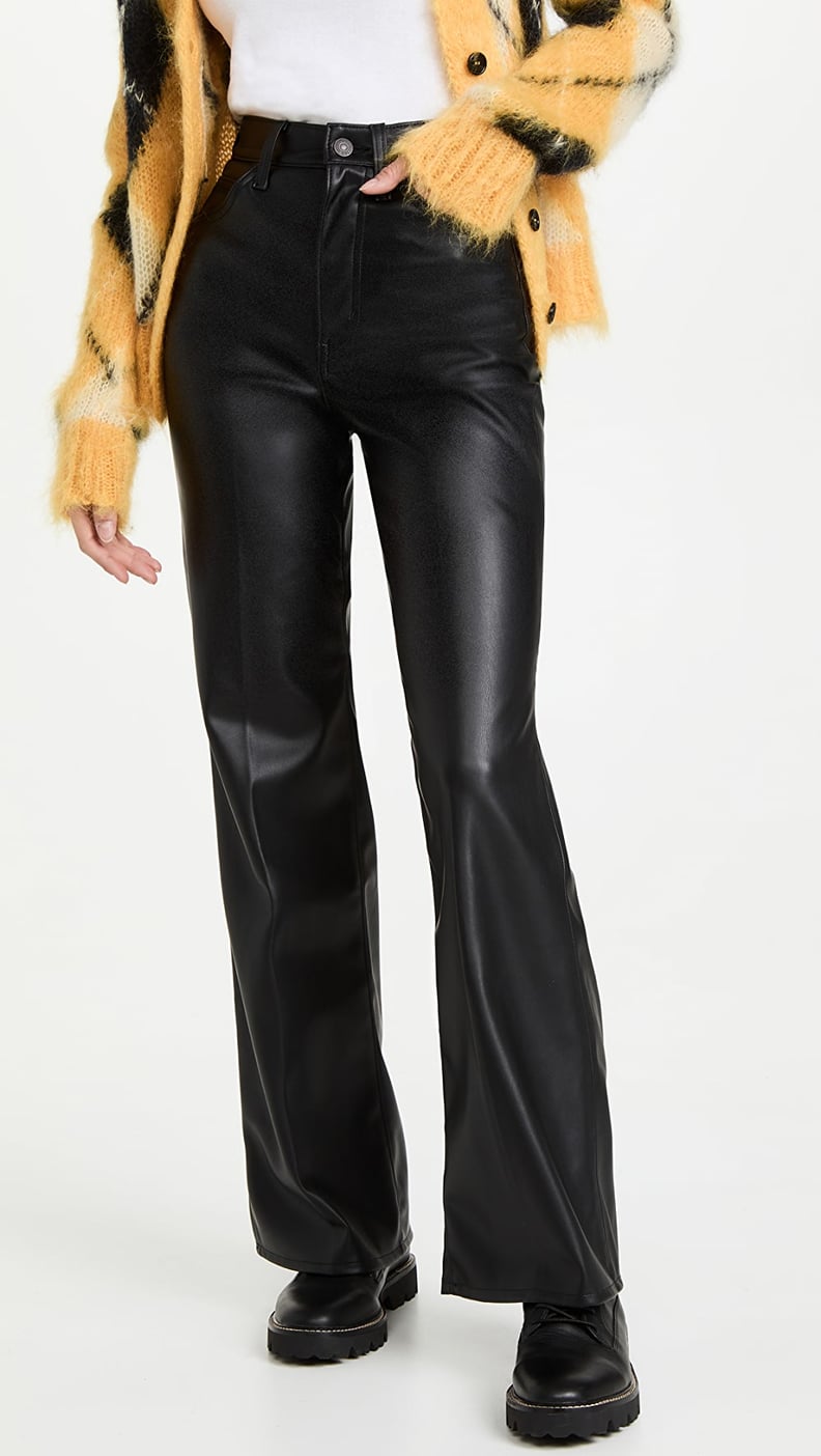 Bershka faux leather flared pants in black  Leather trousers outfit, Faux  leather jeans, Leather pants outfit