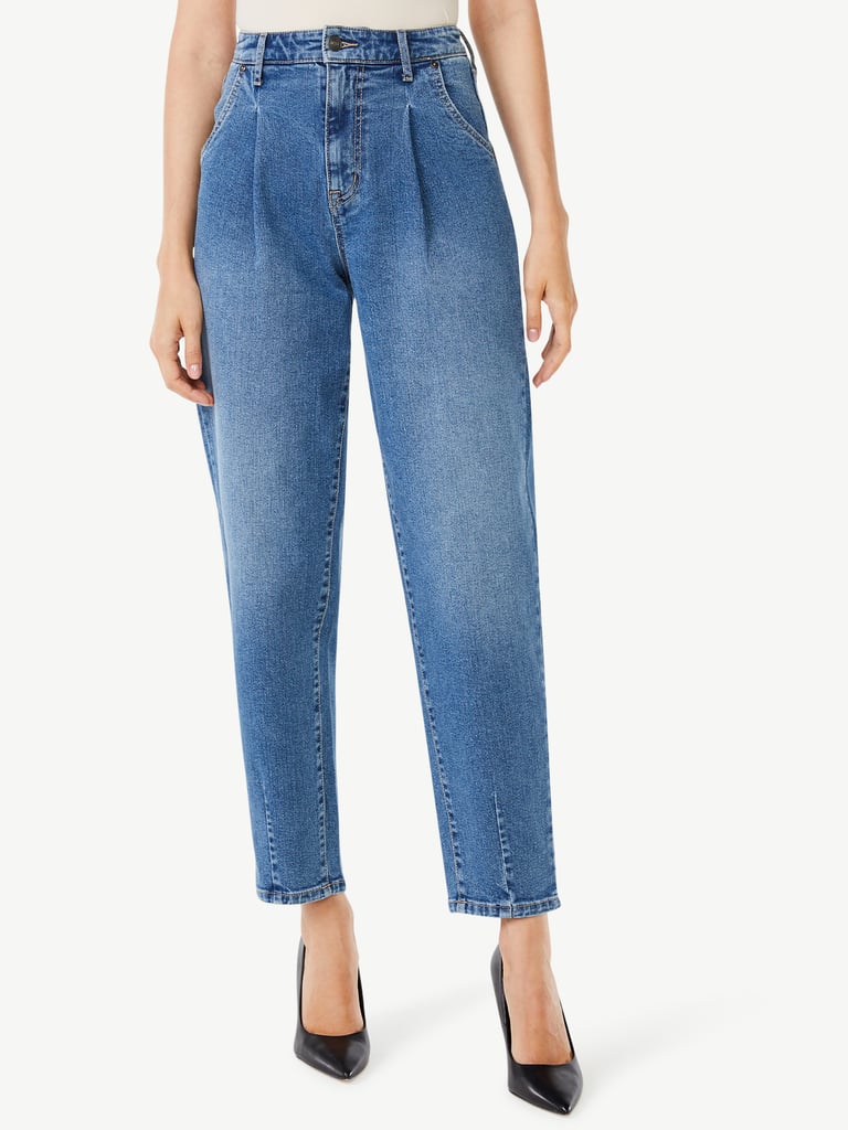 Scoop Pleated Peg Leg Jeans