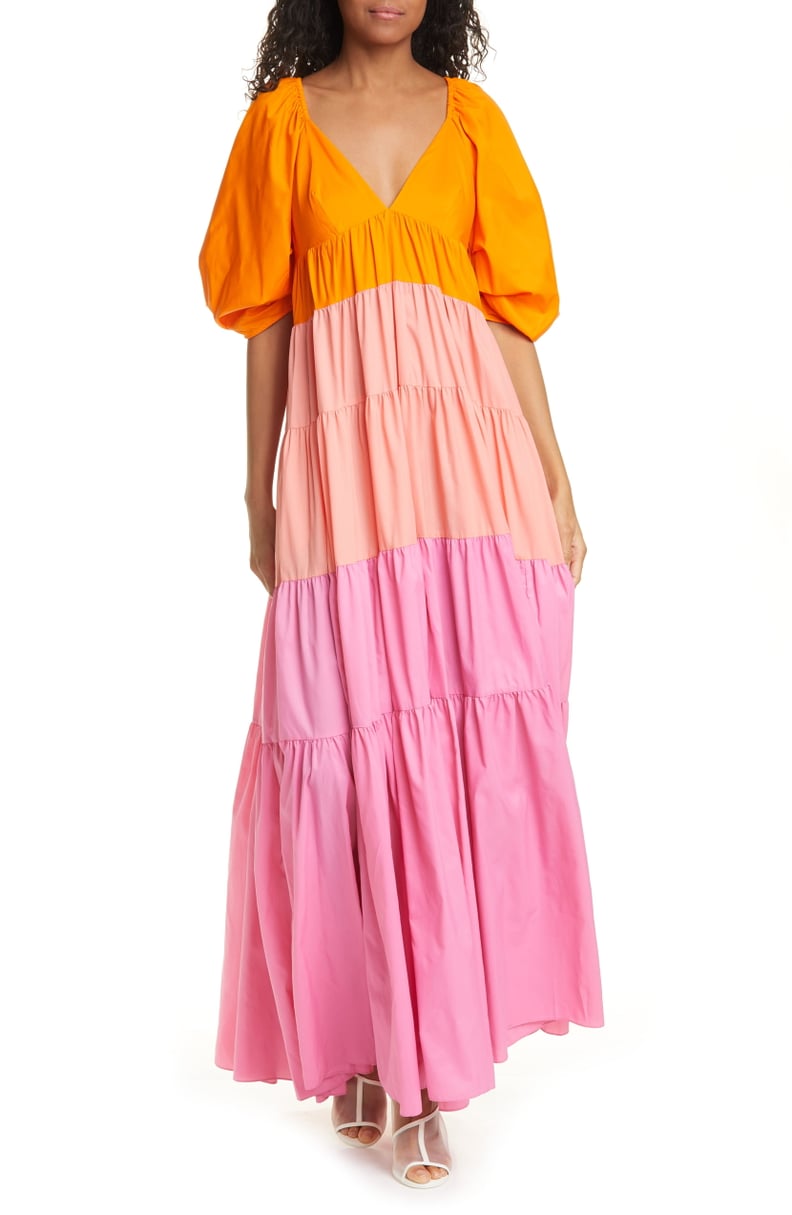 STAUD Meadow Colorblock Tiered Maxi Dress