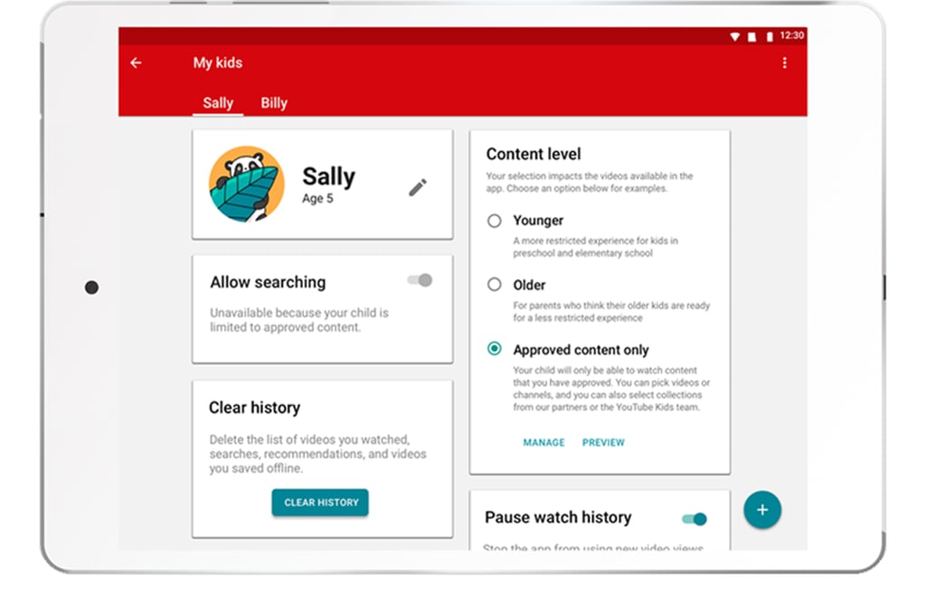 Access the features on your child's profile page.