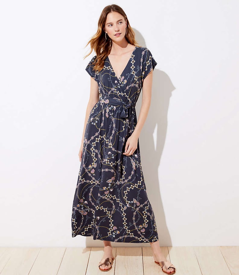 Loft Flower Chain Wrap Maxi Dress