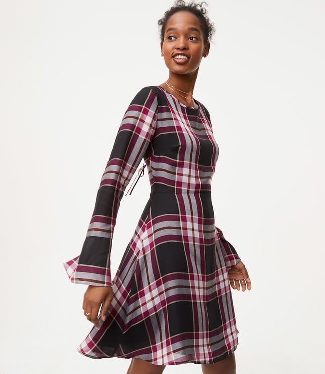 LOFT Plaid Tie Back Dress